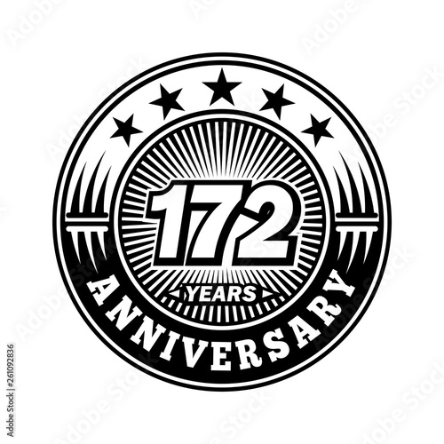 172 years anniversary. Anniversary logo design. Vector and illustration.