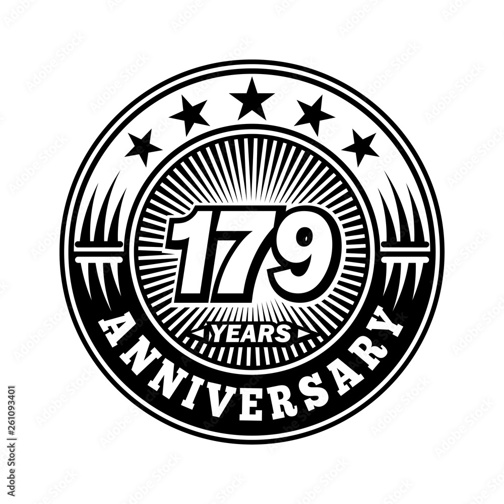 Fototapeta premium 179 years anniversary. Anniversary logo design. Vector and illustration.