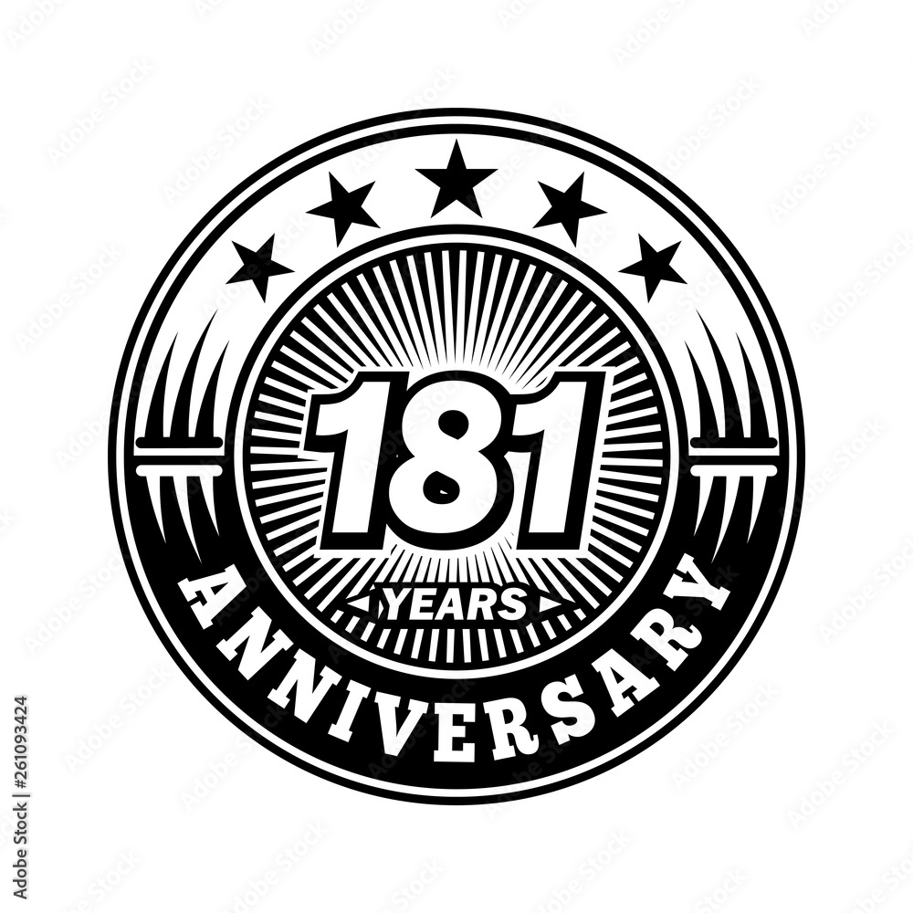 181 years anniversary. Anniversary logo design. Vector and illustration.