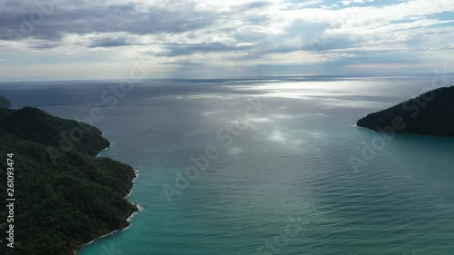 Aerial shot flight above the mountain forest in Black Sea region of Turkey. Nebiyan mountain. photo