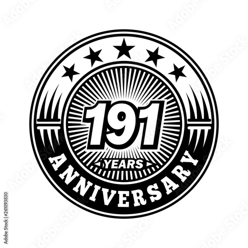 191 years anniversary. Anniversary logo design. Vector and illustration.