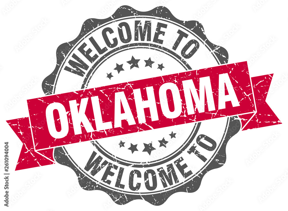 Fototapeta premium Oklahoma round ribbon seal