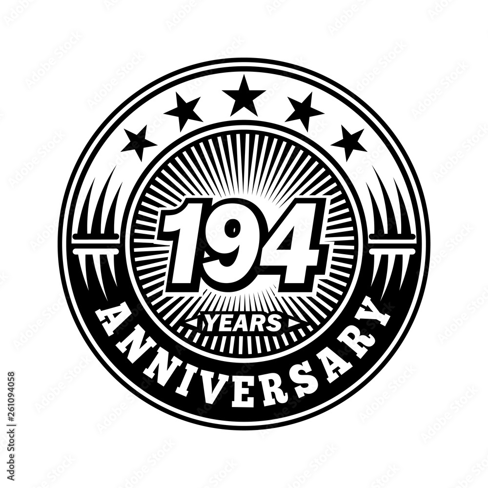 194 years anniversary. Anniversary logo design. Vector and illustration.