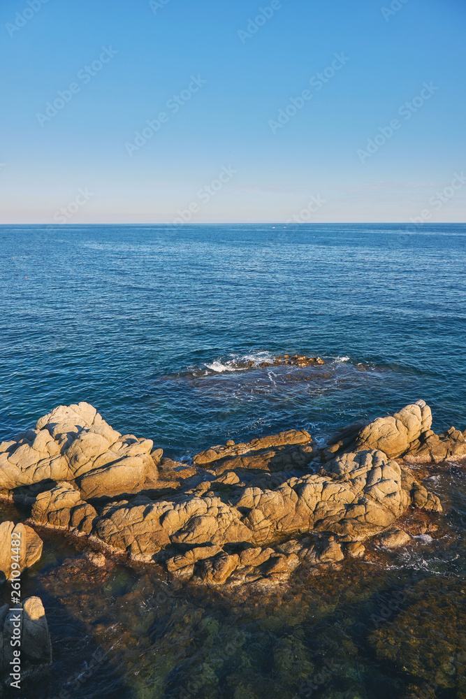 Mediterranean sea landscape with rock in a Spanish Costa Brava