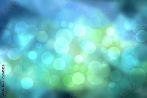 Abstract underwater illustration. Abstract light green blue bokeh circles from unterwater bubbles. Beautiful green blue texture.