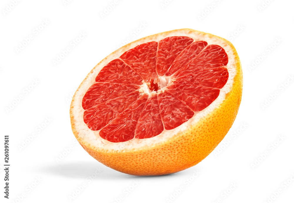 Half of ripe grapefruit isolated on white Half of ripe grapefruit isolated on white