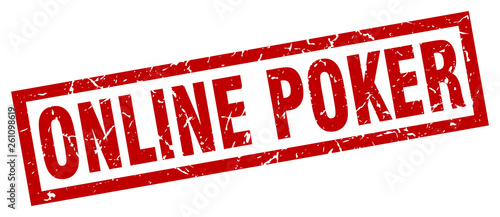 square grunge red online poker stamp