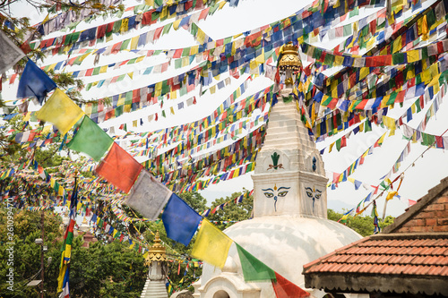 Prayer Flags at Buddhist Temple in Nepal