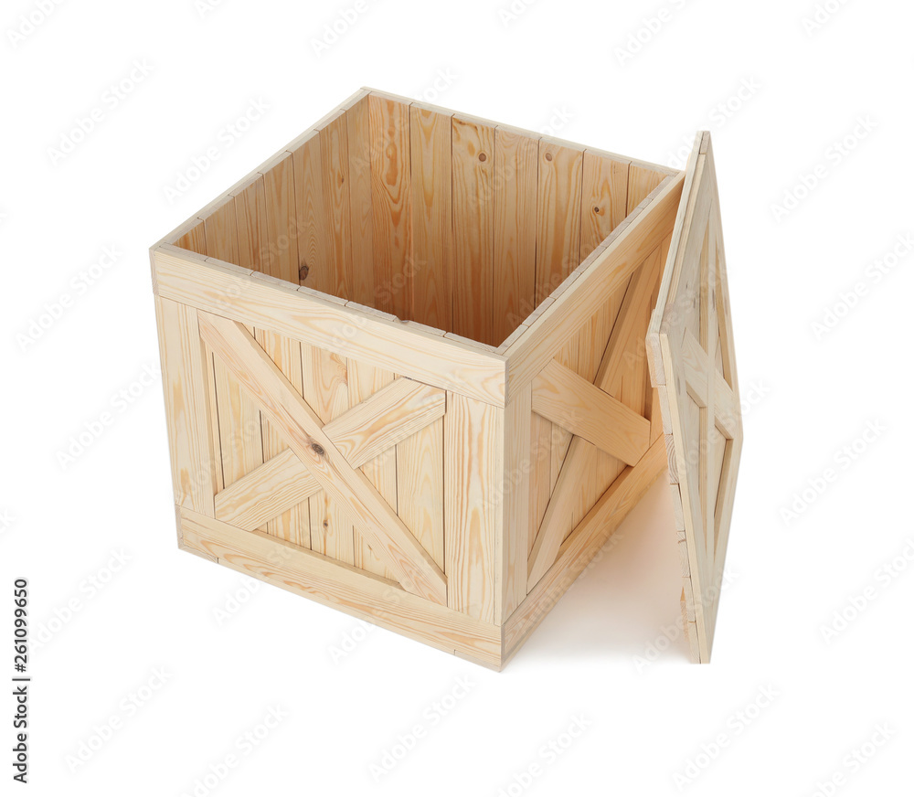 Wooden crate with lid isolated on white Wooden crate with lid isolated on white