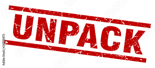 square grunge red unpack stamp