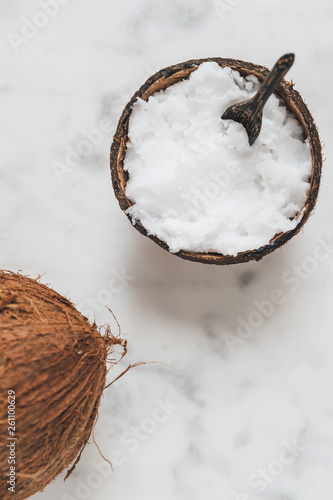 Coconut oil on marble background