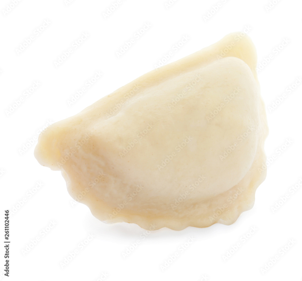 Boiled dumpling with tasty filling isolated on white Boiled dumpling with tasty filling isolated on white
