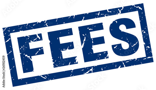 square grunge blue fees stamp