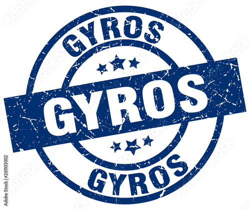 gyros blue round grunge stamp