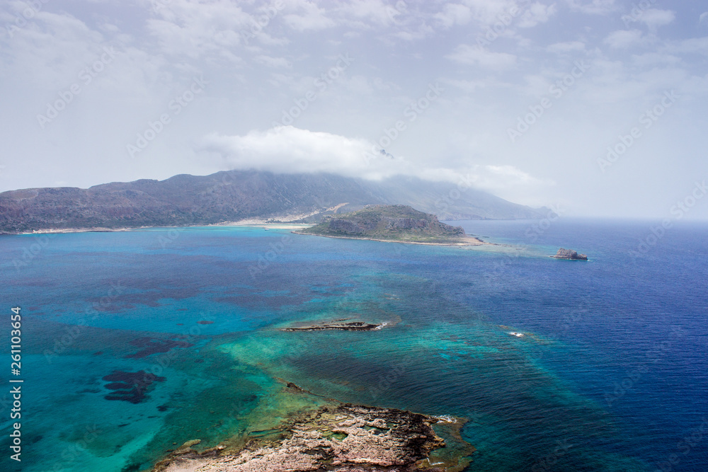 Naklejka premium View on Balos Laguna, sea colors