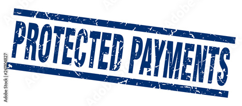 square grunge blue protected payments stamp