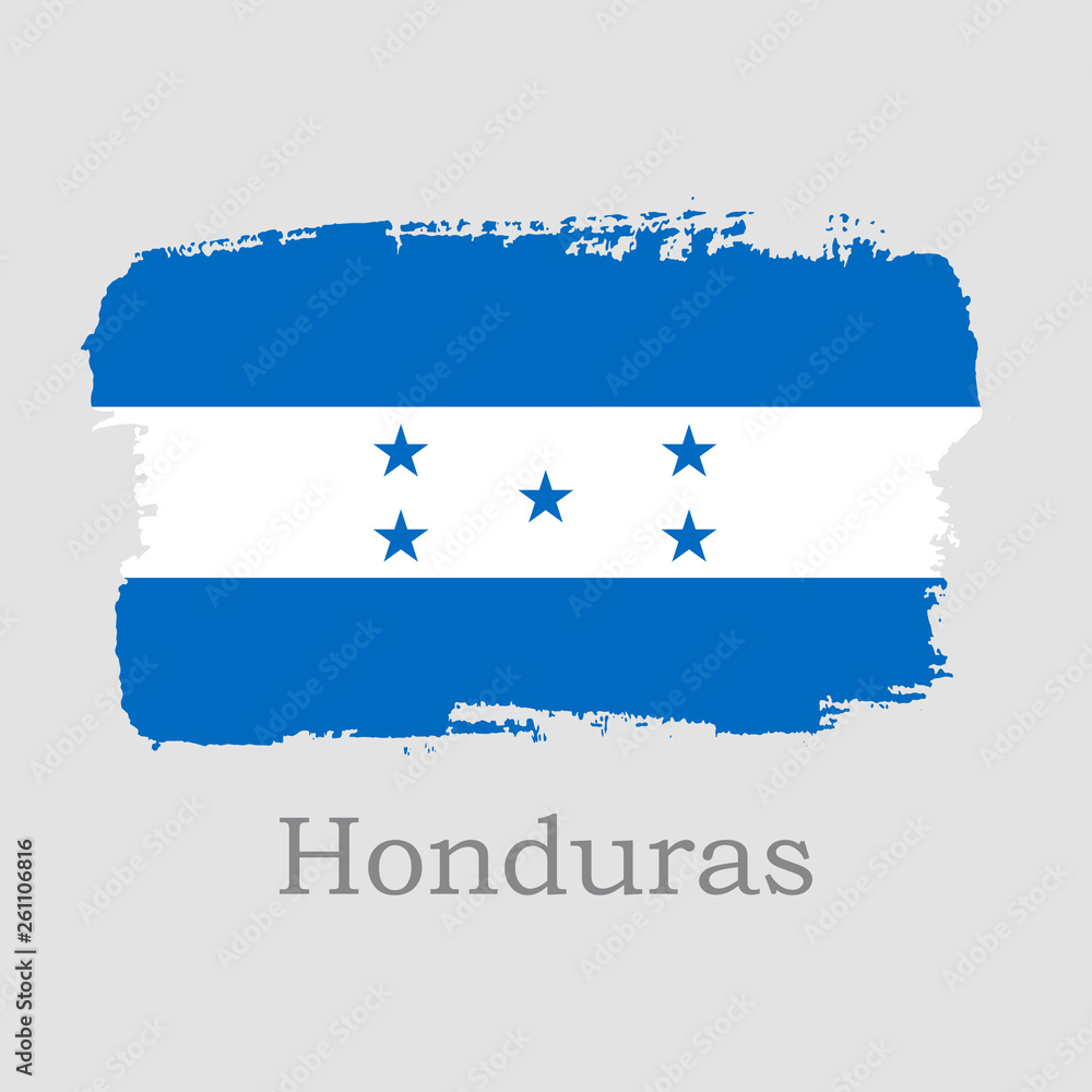 Obraz premium Hand draw Republic of Honduras flag. National Honduras banner for design on grey background. Vector Illustration