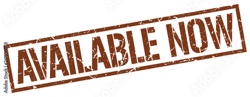 available now brown grunge square vintage rubber stamp
