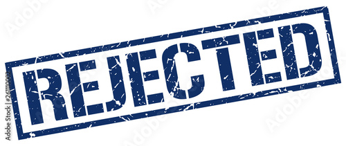rejected blue grunge square vintage rubber stamp
