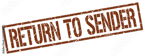 return to sender brown grunge square vintage rubber stamp