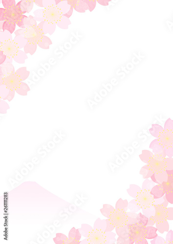 Fototapeta Naklejka Na Ścianę i Meble -  桜　和柄　背景　富士山　フレーム