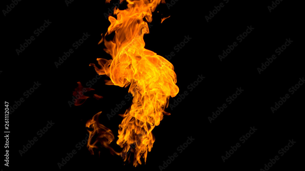 Fototapeta premium Fire flames on black background. fire on black background isolated. fire patterns.