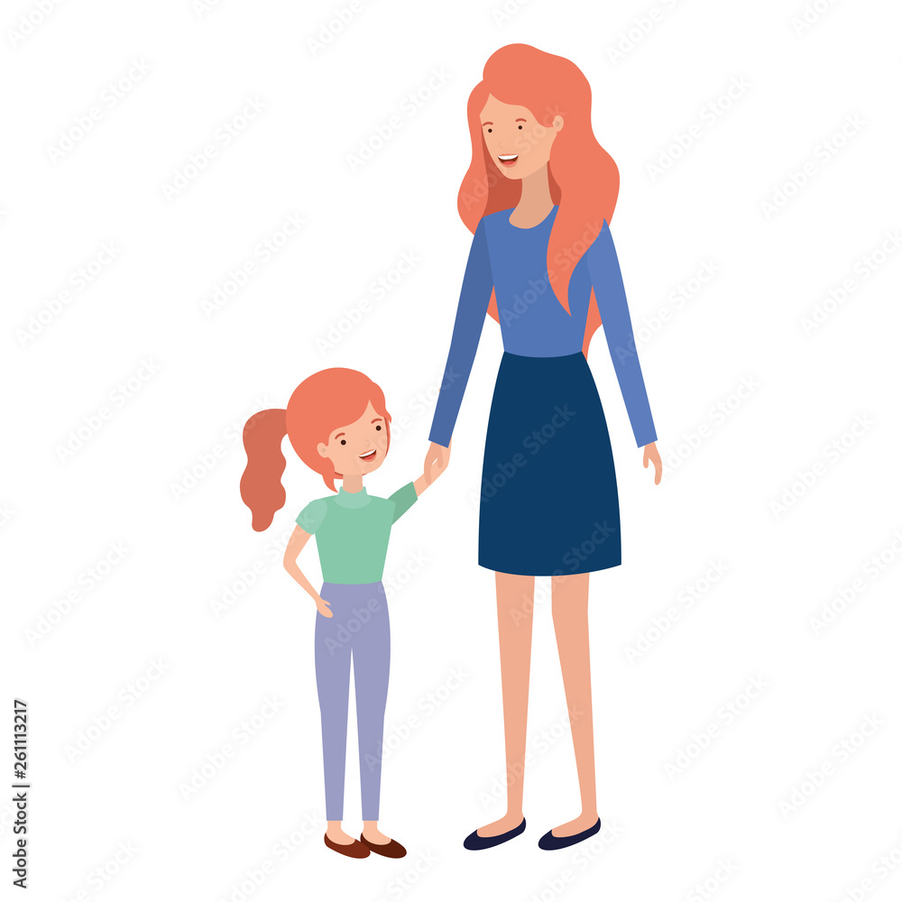 woman with daughter avatar character woman with daughter avatar character