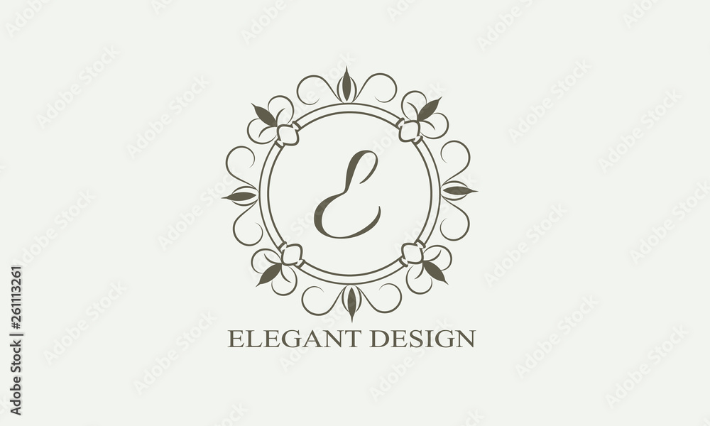An elegant flower monogram with a letter. Elegant logo for menu design, labels, restaurant, hotel, heraldry, jewelry, boutique. Vector illustration. An elegant flower monogram with a letter. Elegant logo for menu design, labels, restaurant, hotel, heraldry, jewelry, boutique. Vector illustration.