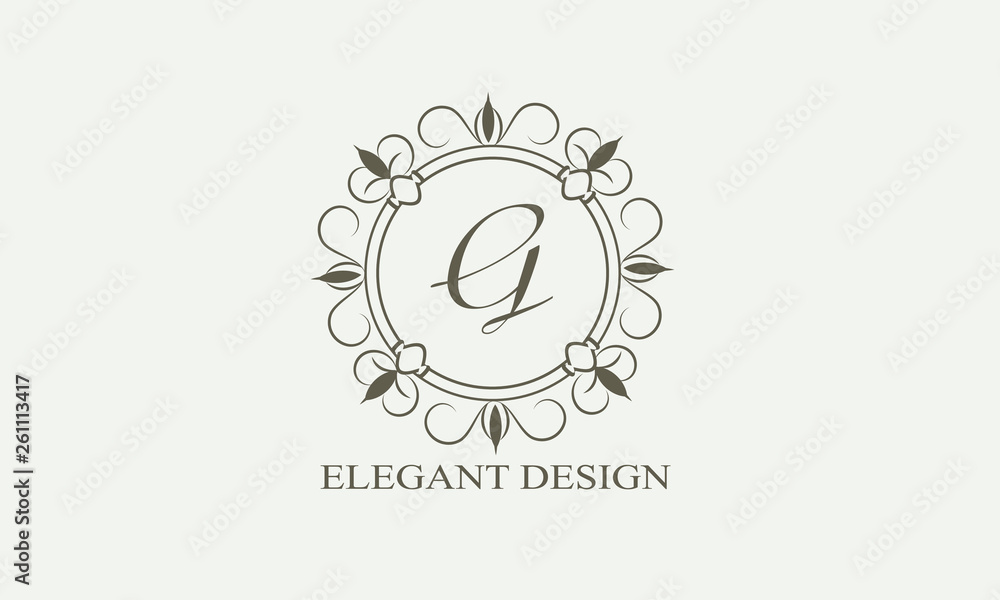 An elegant flower monogram with a letter. Elegant logo for menu design, labels, restaurant, hotel, heraldry, jewelry, boutique. Vector illustration. An elegant flower monogram with a letter. Elegant logo for menu design, labels, restaurant, hotel, heraldry, jewelry, boutique. Vector illustration.