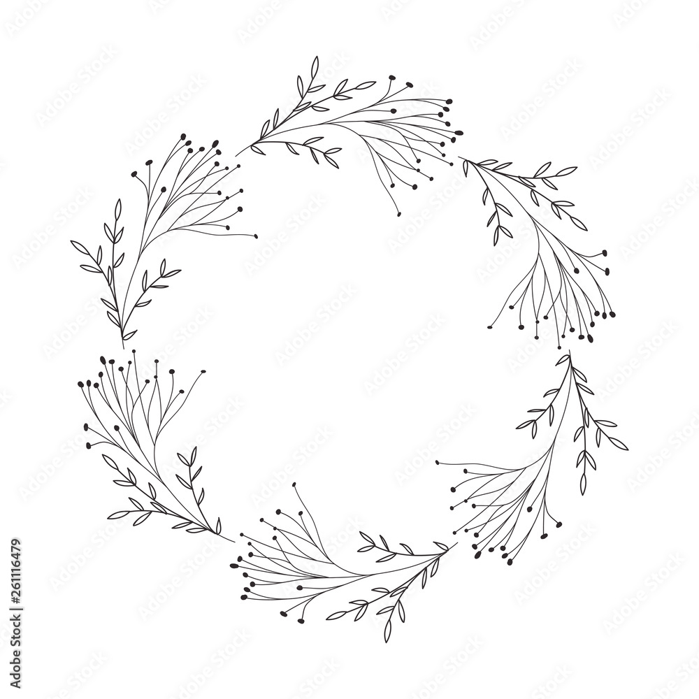 garland with flowers and leafs isolated icon