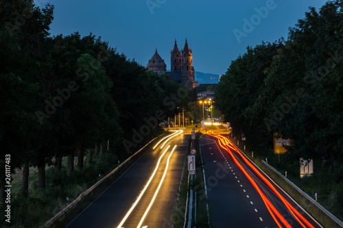 Wormser Dom St. Peter zu Worms mit Lichtmalerei photo