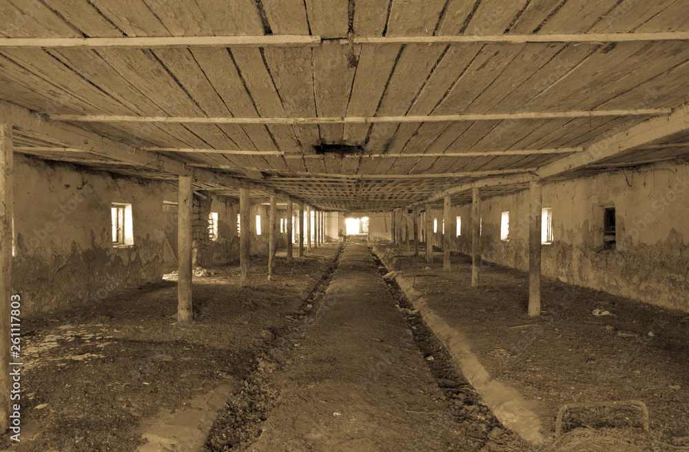 An old abandoned farm for cows. Style Abandoned An old abandoned farm for cows. Style Abandoned