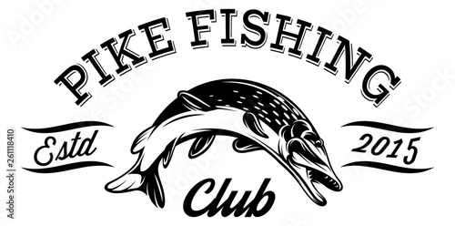 Vector illustration in sport style for fishing with pike