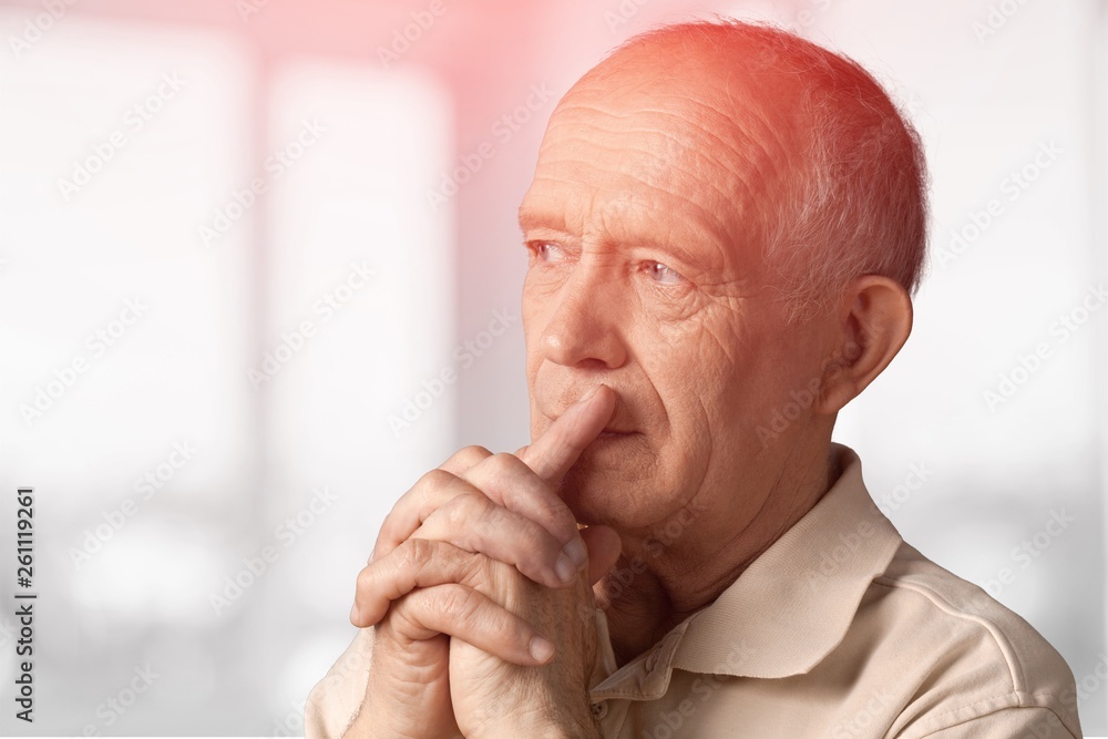 Fototapeta premium Seniors portrait of sad old caucasian man