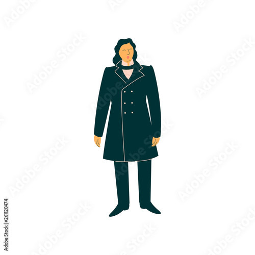 Male Opera Singer Performing On Stage, Man Giving Representation Wearing Retro Black Suit Vector Illustration
