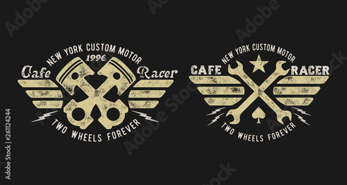 Cafe Racer. Handmade serif font. Vintage typeface. Custom motor. Handmade logo. Retro American stile.