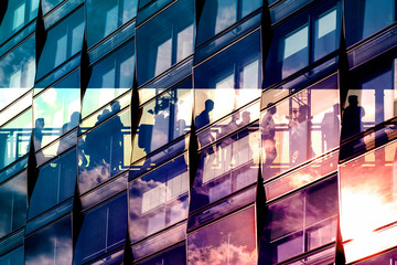 people and city double exposure - abstract business concept  -