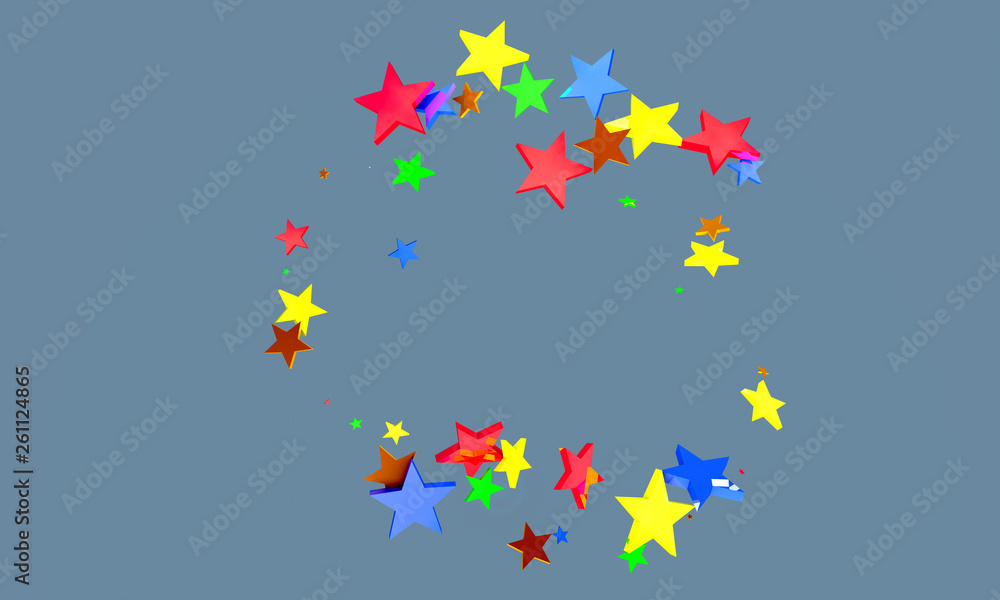 Abstract 3D illustration of a render created as a result of colored geometric stars in the form of different shapes. Abstract 3D illustration of a render created as a result of colored geometric stars in the form of different shapes.