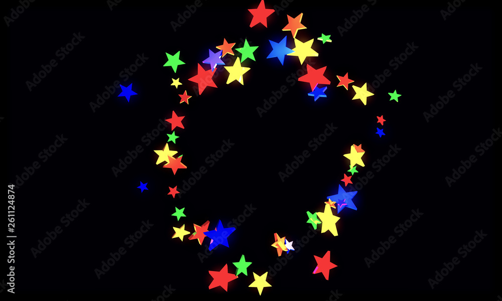 Abstract 3D illustration of a render created as a result of colored geometric stars in the form of different shapes. Abstract 3D illustration of a render created as a result of colored geometric stars in the form of different shapes.