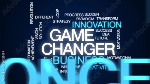 Game changer animated word cloud. Kinetic typography.
