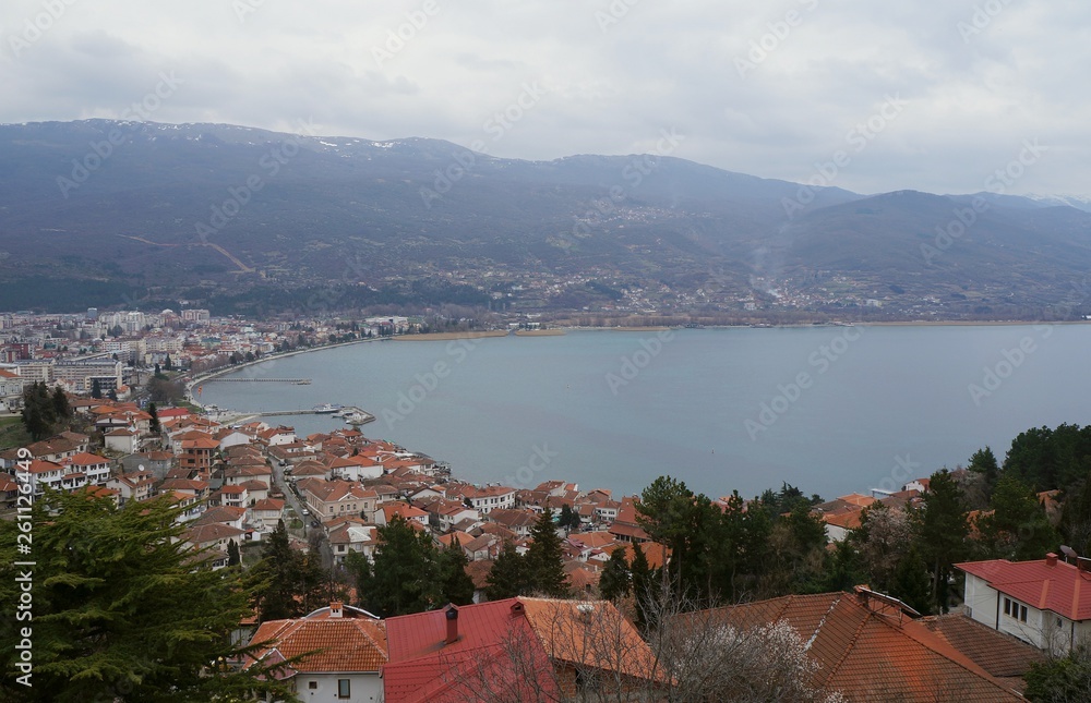 Ohrid lake seen from King Samuil fortress in Ohrid, Republic of Macedonia