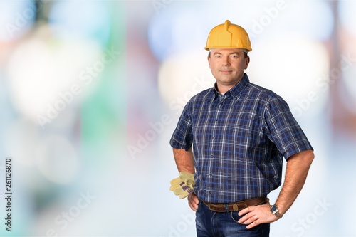 Construction Worker, Carpenter man with tools and clipboard