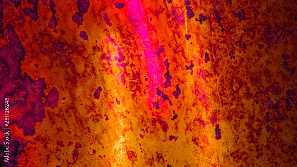 Abstract Background: Highly textured glass with gradient red, orange, and yellow patterns in front of bright light lines. Abstract Background: Highly textured glass with gradient red, orange, and yellow patterns in front of bright light lines.