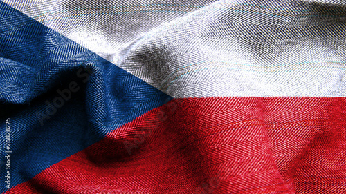 High resolution Czech Republic flag flowing with texture fabric detail