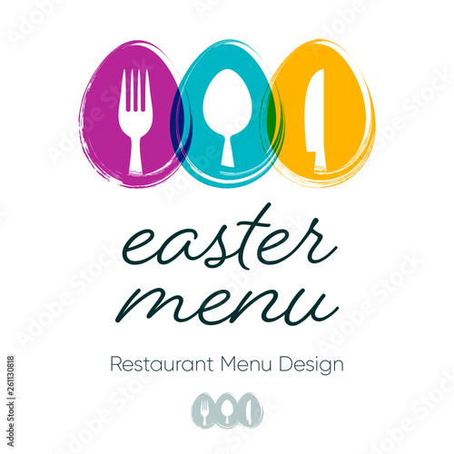 Abstract restaurant easter menu design with cutlery signs