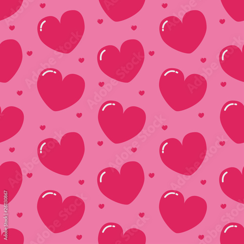 Happy Valentine's day card. cute pink hearts cartoon character seamless pattern. feeling in love character on pink background vector illustration. 