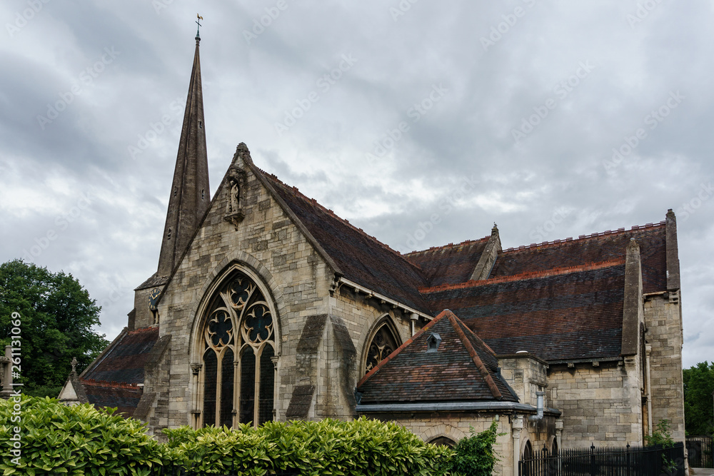 St Laurence Church in Stroud, Gloucestershire on a cloudy summer day St Laurence Church in Stroud, Gloucestershire on a cloudy summer day