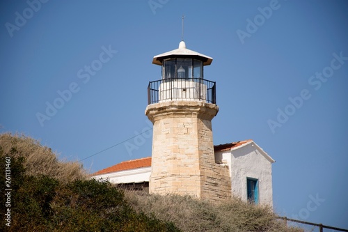 Old historic lighthouse in Cyprus and sky 