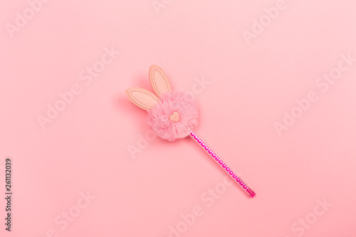 Easter bunny holiday ornament object on a pink background