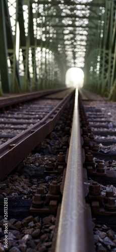 rail track on bridge at night with long time exposure